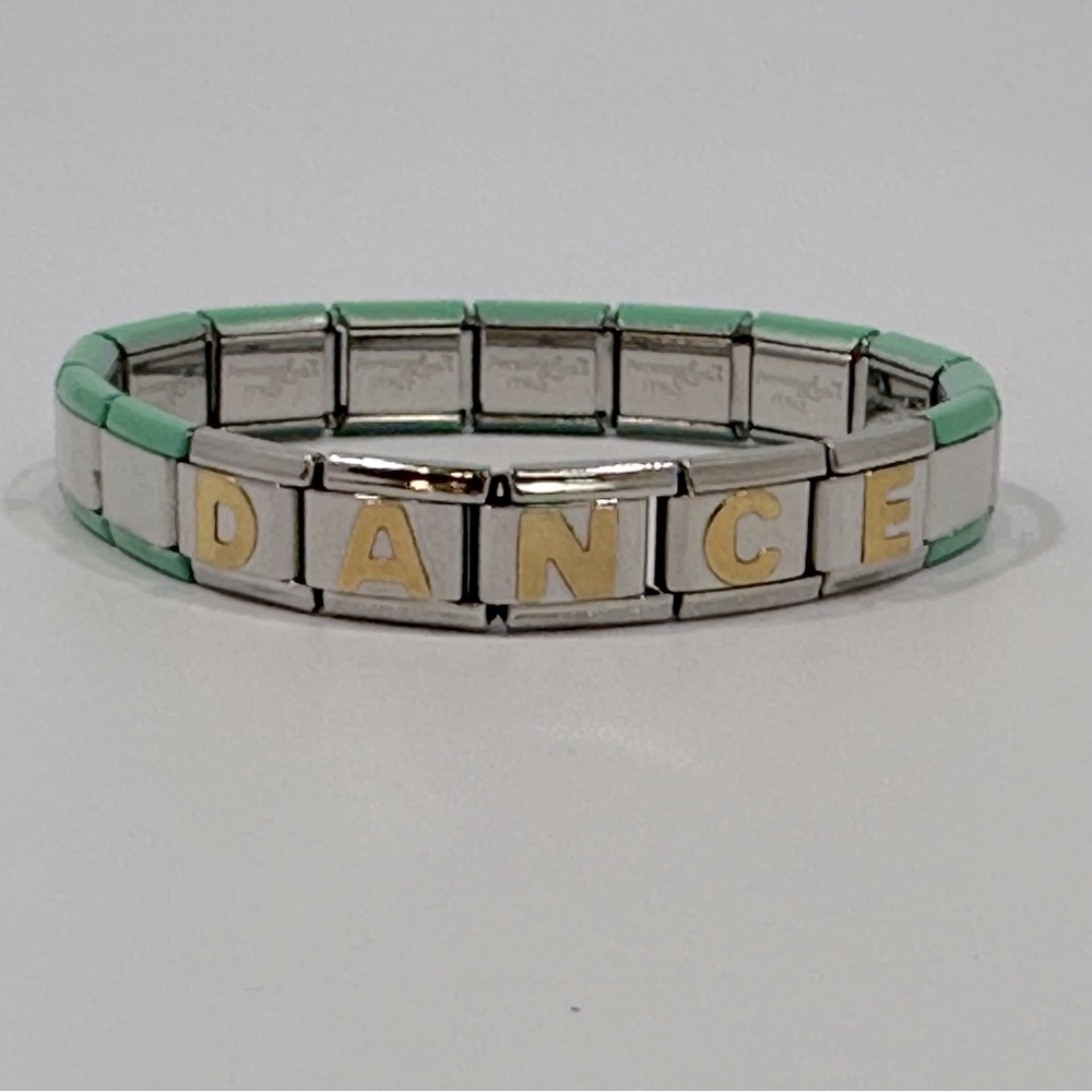 PersonaLinks Italy Dance Green & Silver Interchange Link Bracelet